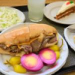 French Dip with pickled eggs at Philippe the Original in Downtown LA